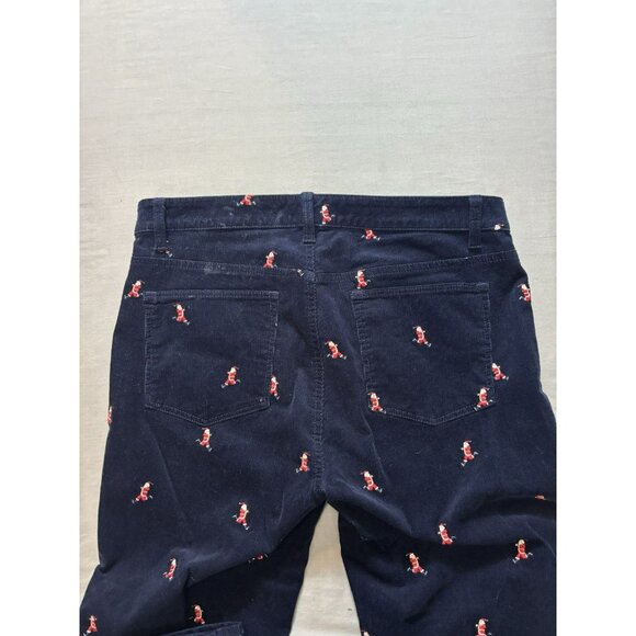 Talbots Stretch Corduroy Womens Straight Leg Pants Santa Print Running Sz 12P - Picture 7 of 7